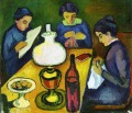 Three Women at the Table by the Lamp Expressionist